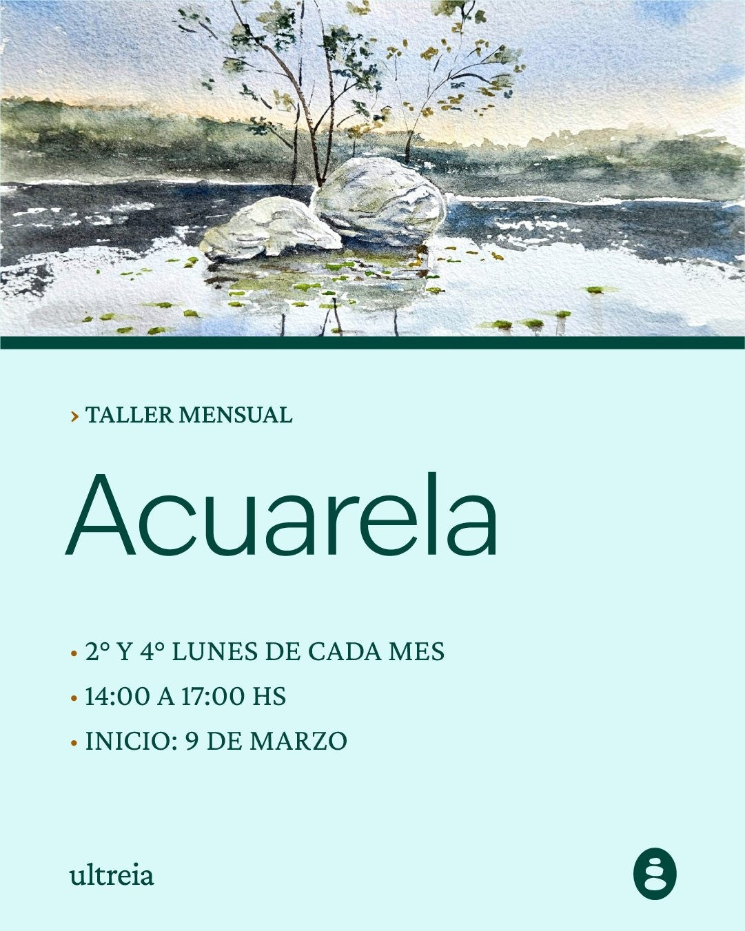 Taller mensual de Acuarela en Ultreia. 2° y 4° lunes de cada mes, de 14:00 a 17:00 h.